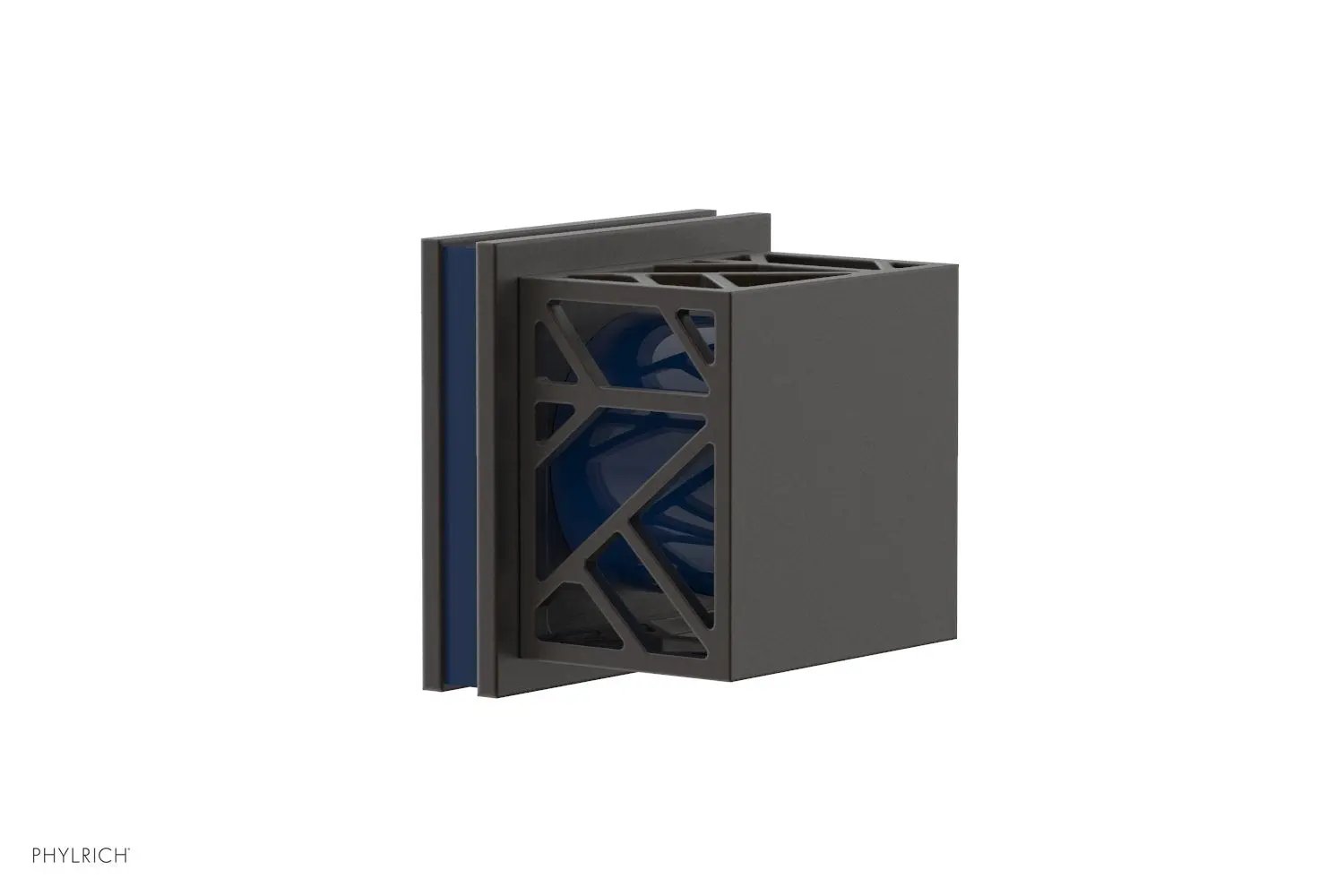 Phylrich JOLIE Volume Control/Diverter Trim - Square Handle with "Navy Blue" Accents by Phylrich