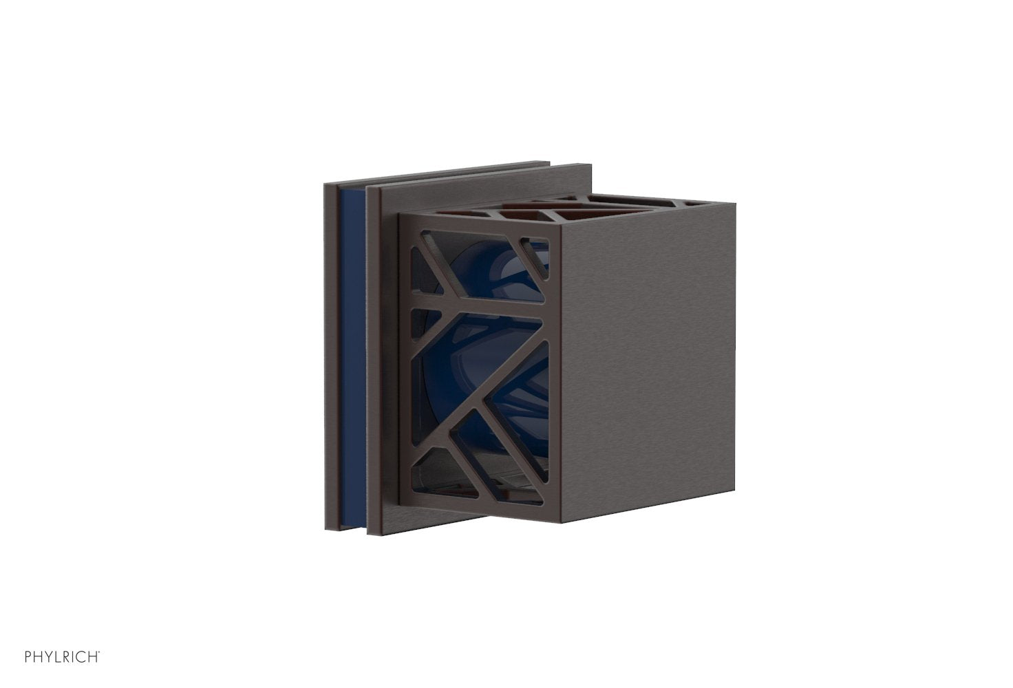 Phylrich JOLIE Volume Control/Diverter Trim - Square Handle with "Navy Blue" Accents