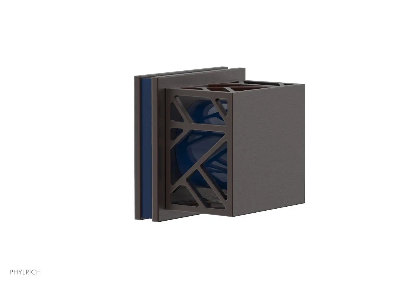 Phylrich JOLIE Volume Control/Diverter Trim - Square Handle with "Navy Blue" Accents by Phylrich