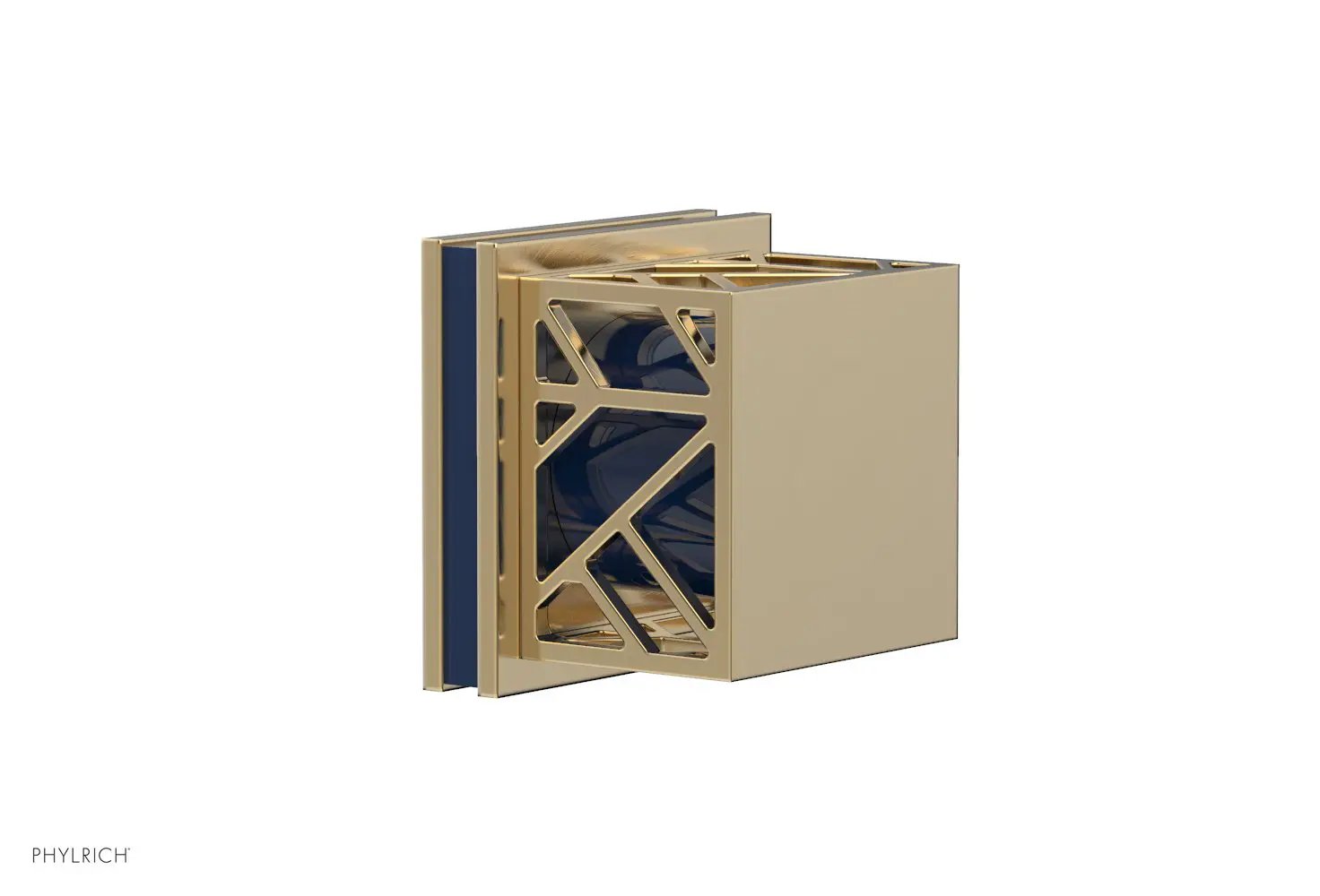 Phylrich JOLIE Volume Control/Diverter Trim - Square Handle with "Navy Blue" Accents by Phylrich