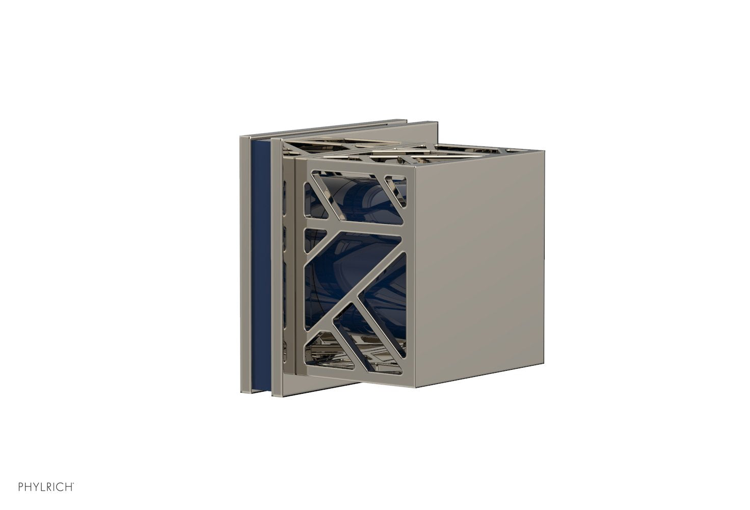 Phylrich JOLIE Volume Control/Diverter Trim - Square Handle with "Navy Blue" Accents