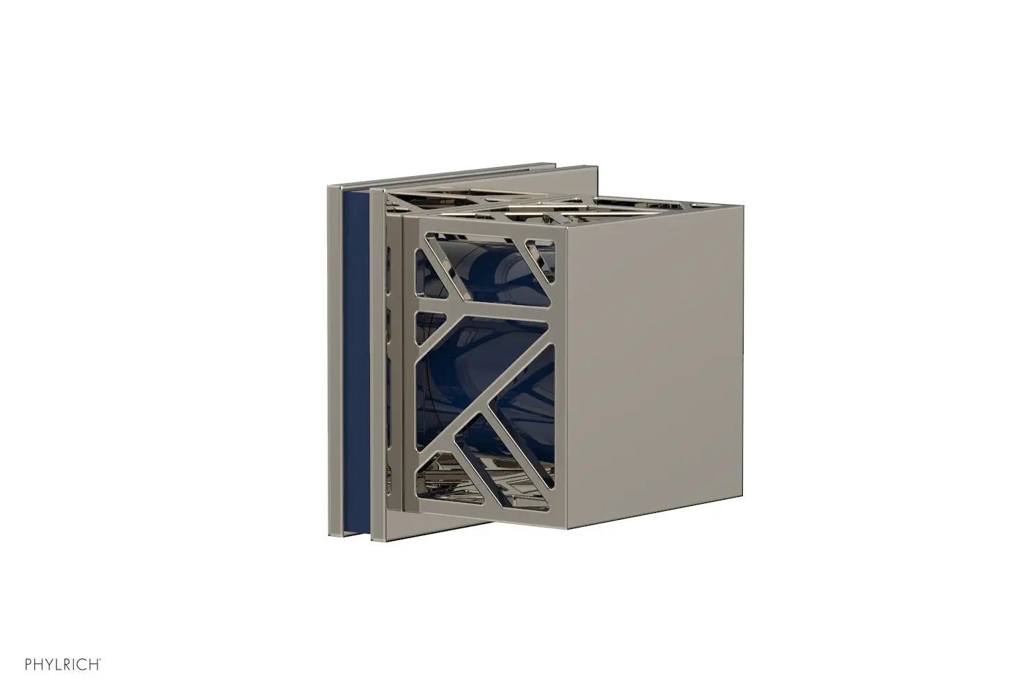 Phylrich JOLIE Volume Control/Diverter Trim - Square Handle with "Navy Blue" Accents by Phylrich