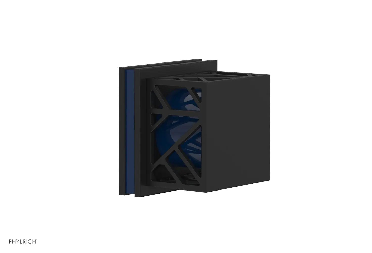 Phylrich JOLIE Volume Control/Diverter Trim - Square Handle with "Navy Blue" Accents by Phylrich