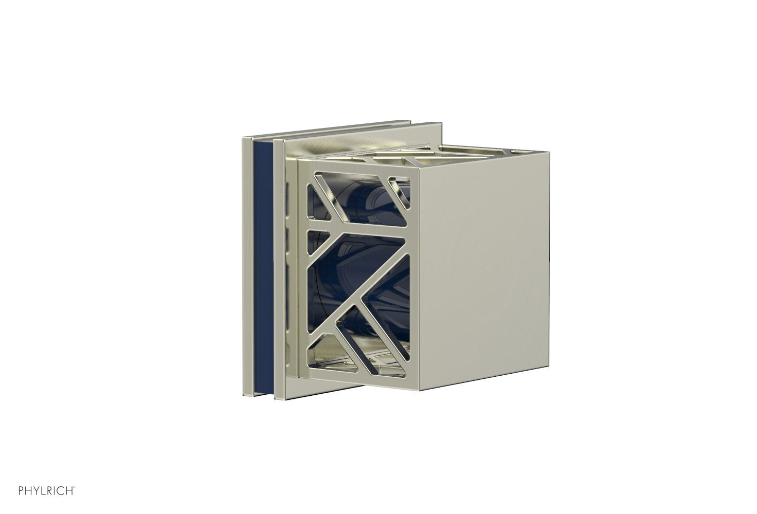 Phylrich JOLIE Volume Control/Diverter Trim - Square Handle with "Navy Blue" Accents