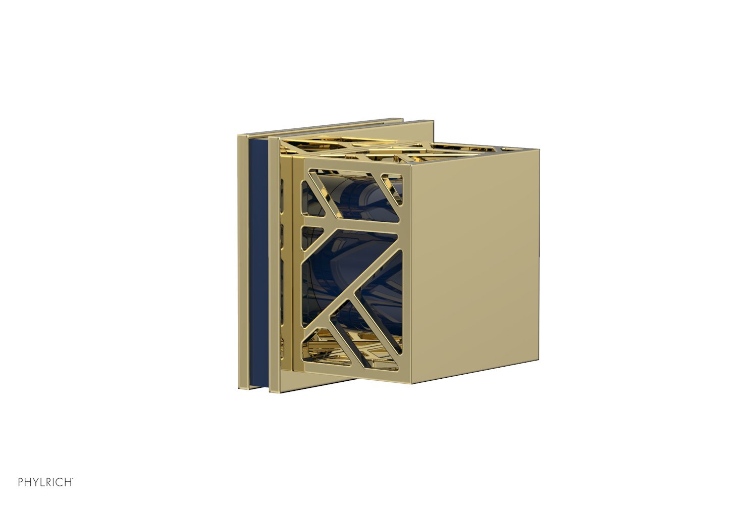 Phylrich JOLIE Volume Control/Diverter Trim - Square Handle with "Navy Blue" Accents