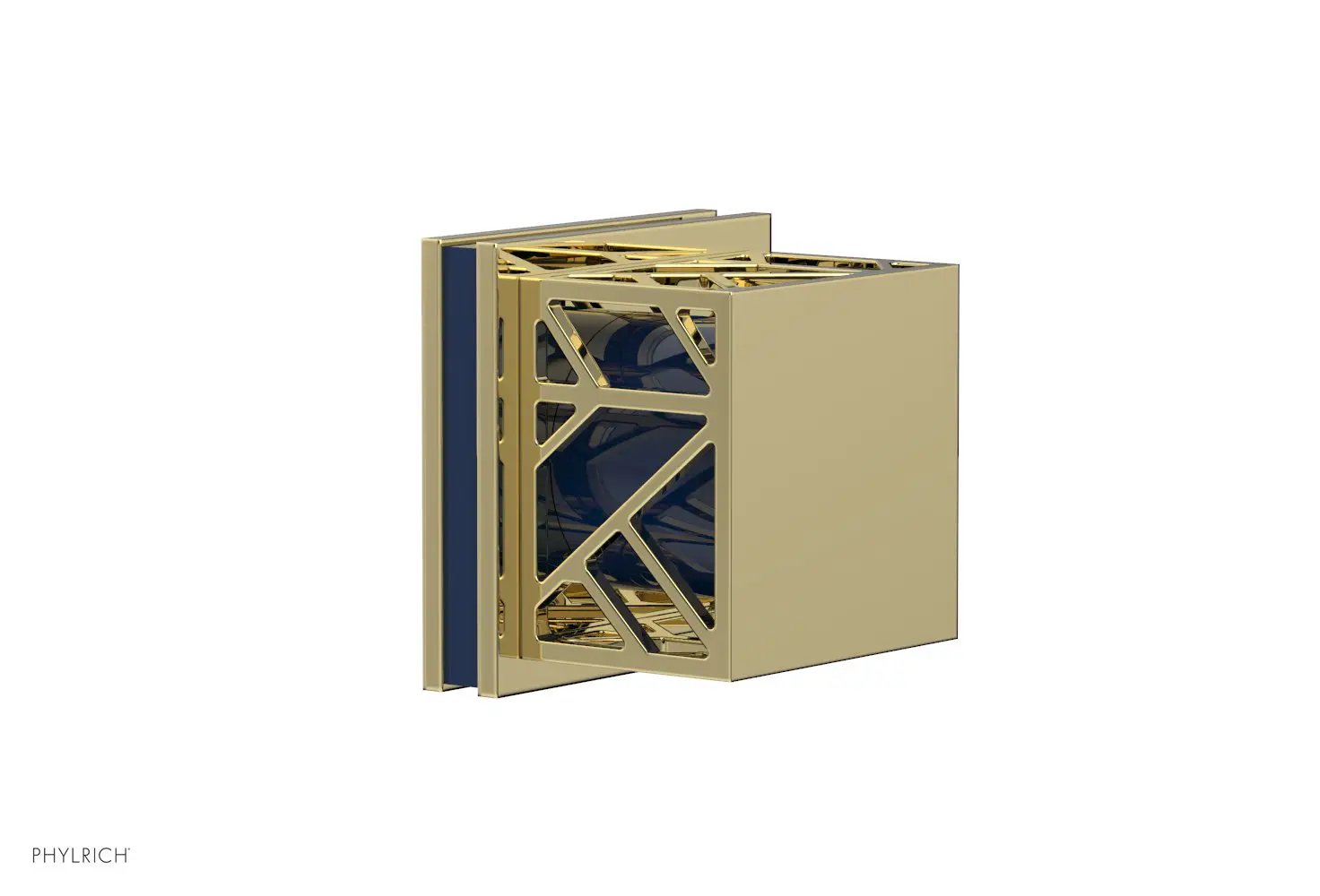 Phylrich JOLIE Volume Control/Diverter Trim - Square Handle with "Navy Blue" Accents by Phylrich