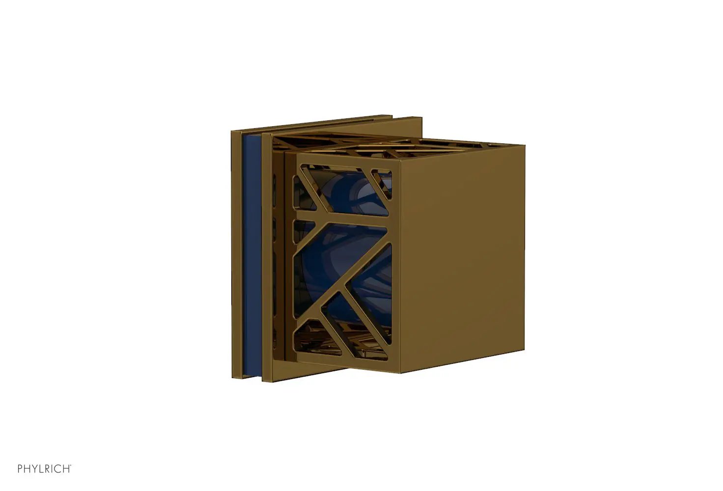 Phylrich JOLIE Volume Control/Diverter Trim - Square Handle with "Navy Blue" Accents by Phylrich