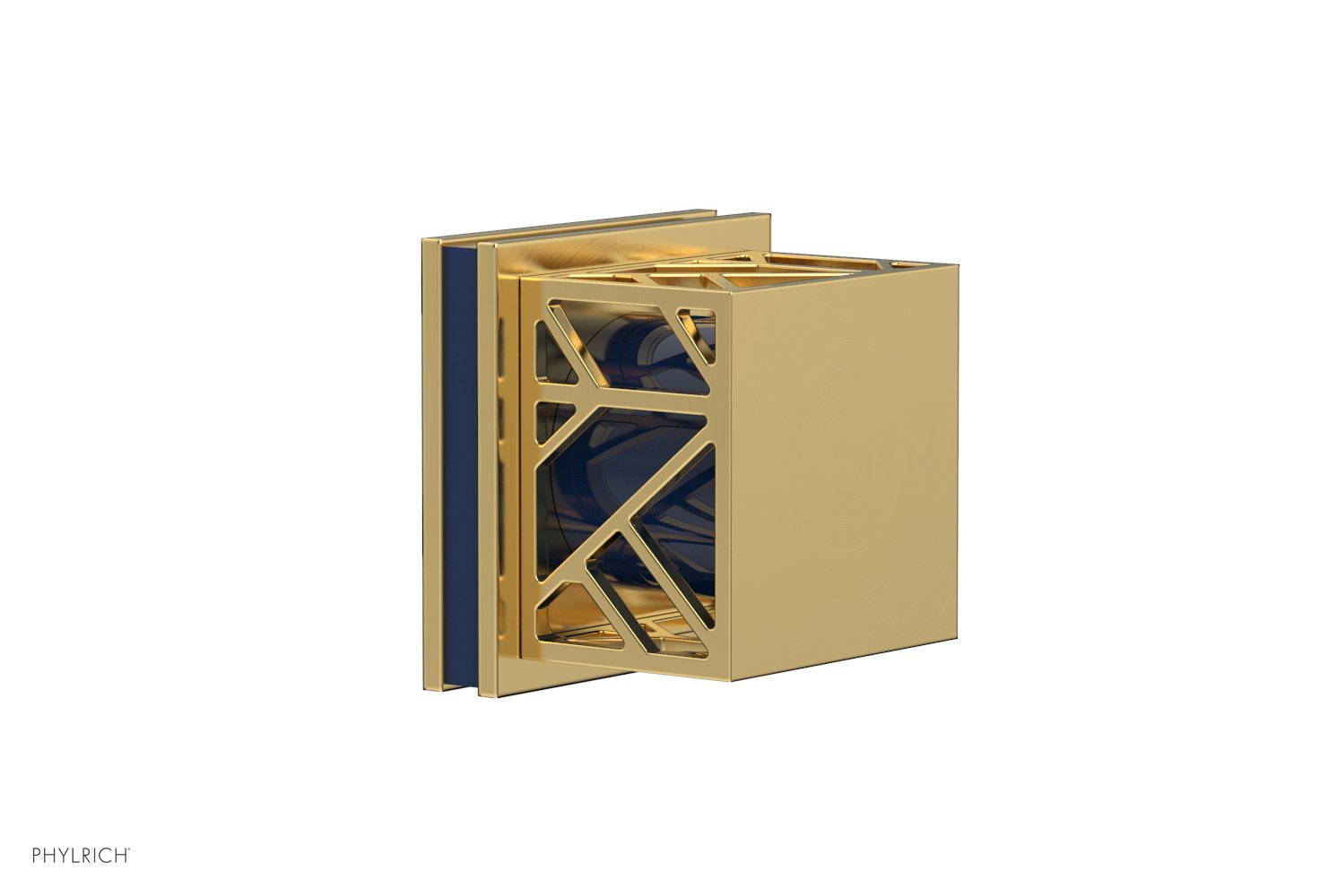 Phylrich JOLIE Volume Control/Diverter Trim - Square Handle with "Navy Blue" Accents