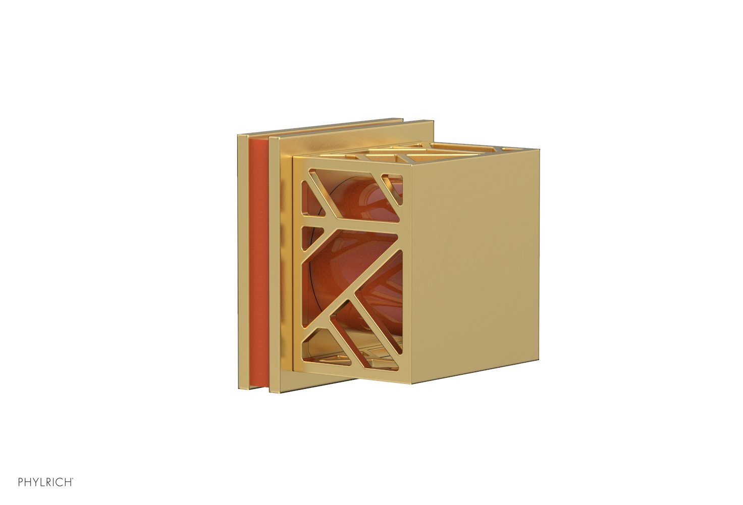 Phylrich JOLIE Volume Control/Diverter Trim - Square Handle with "Orange" Accents