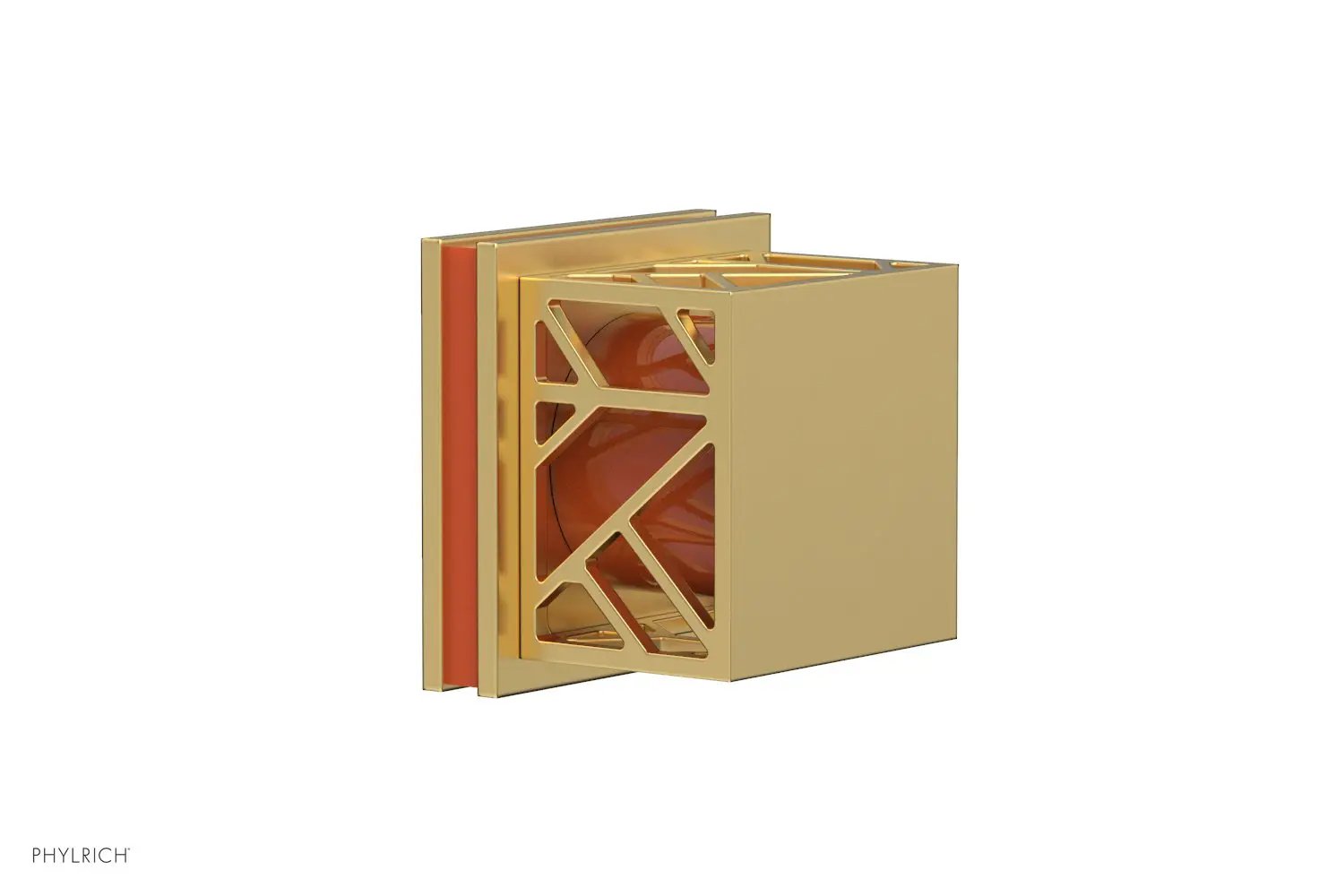 Phylrich JOLIE Volume Control/Diverter Trim - Square Handle with "Orange" Accents by Phylrich