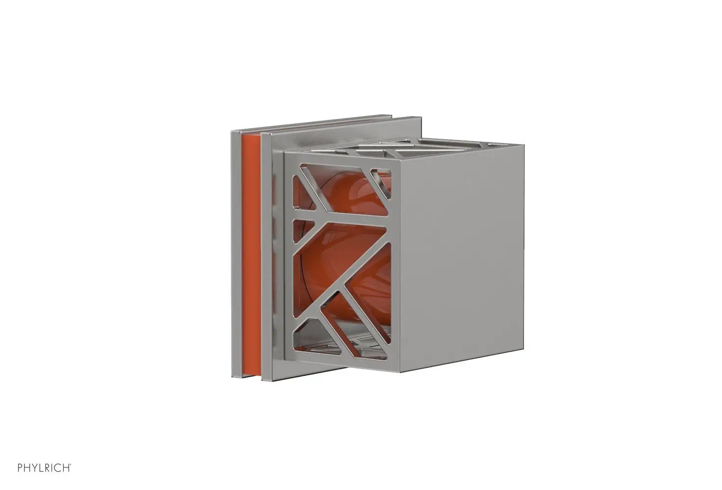 Phylrich JOLIE Volume Control/Diverter Trim - Square Handle with "Orange" Accents by Phylrich