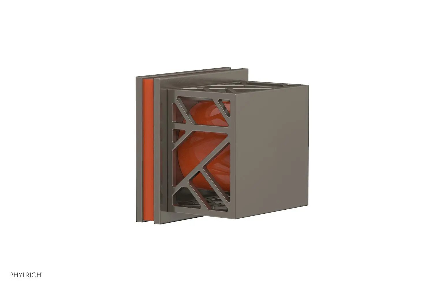 Phylrich JOLIE Volume Control/Diverter Trim - Square Handle with "Orange" Accents by Phylrich
