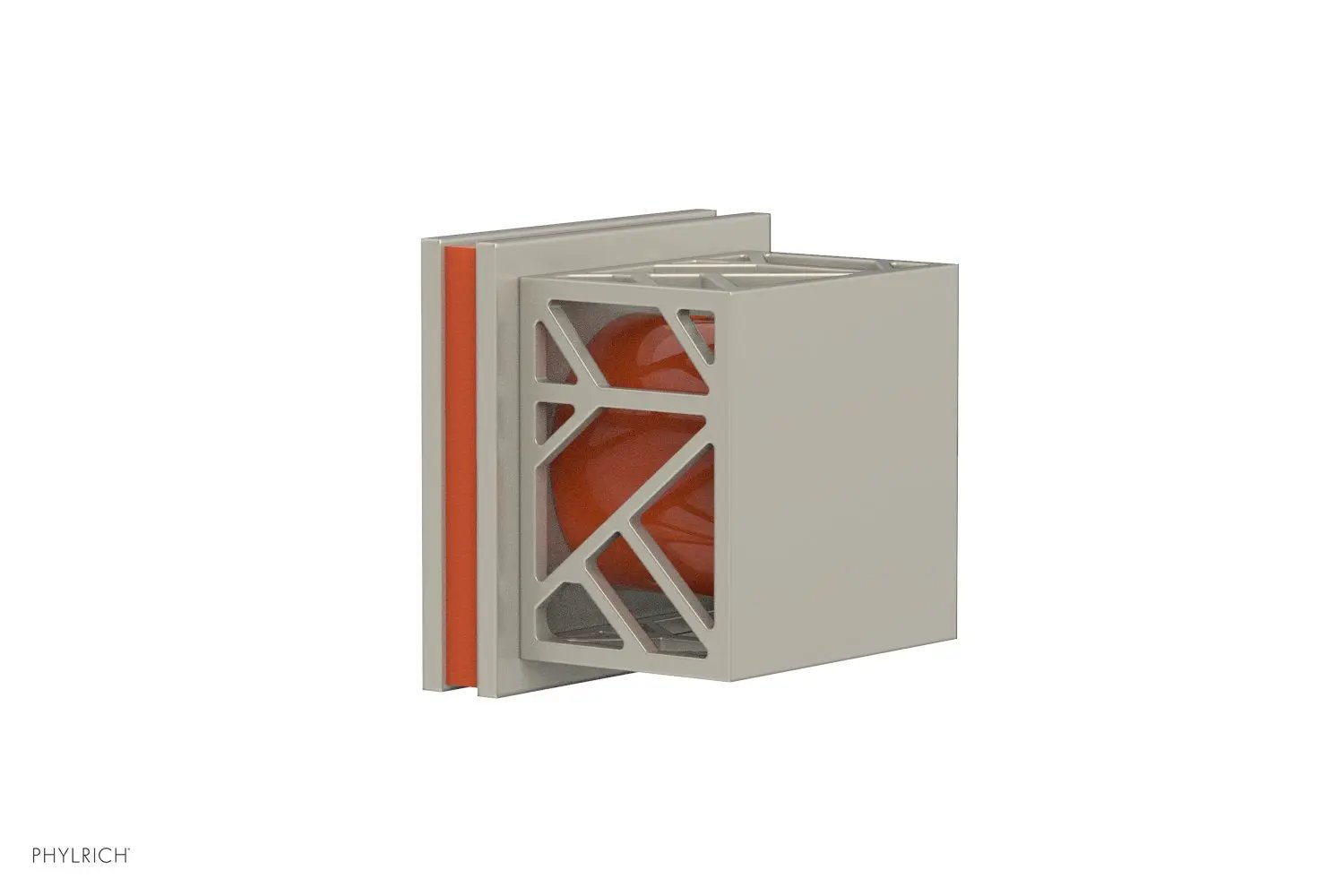 Phylrich JOLIE Volume Control/Diverter Trim - Square Handle with "Orange" Accents by Phylrich
