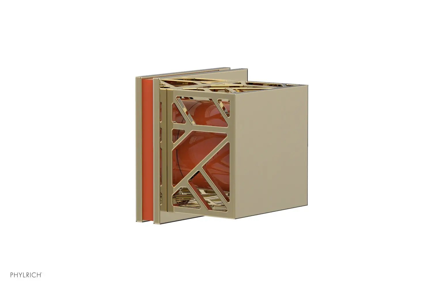 Phylrich JOLIE Volume Control/Diverter Trim - Square Handle with "Orange" Accents by Phylrich