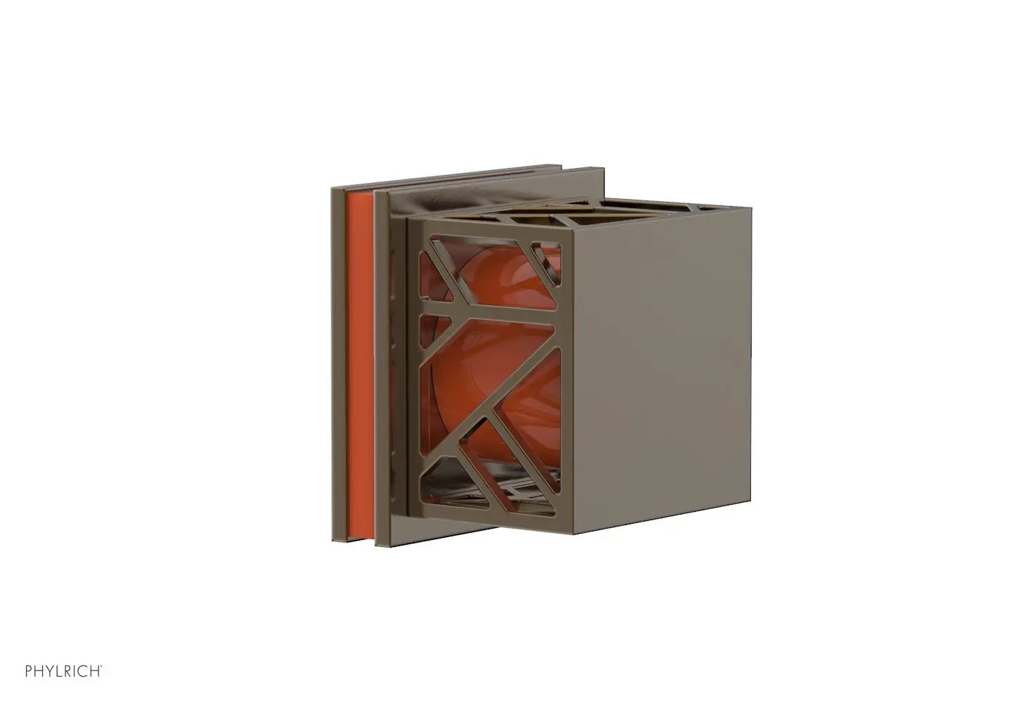 Phylrich JOLIE Volume Control/Diverter Trim - Square Handle with "Orange" Accents by Phylrich