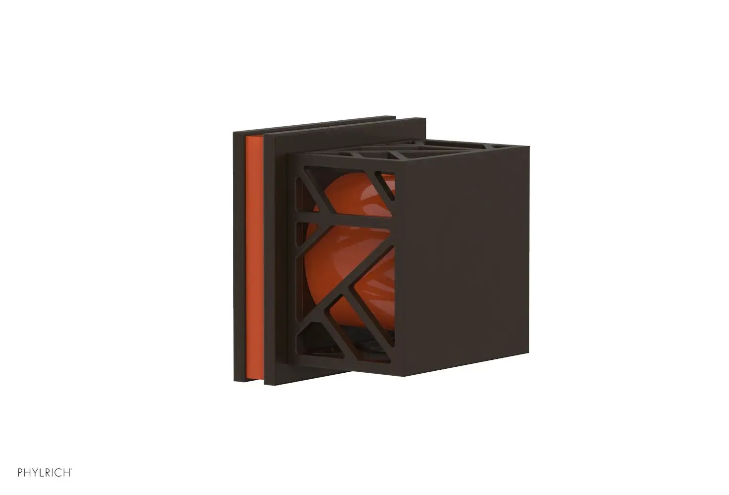 Phylrich JOLIE Volume Control/Diverter Trim - Square Handle with "Orange" Accents by Phylrich