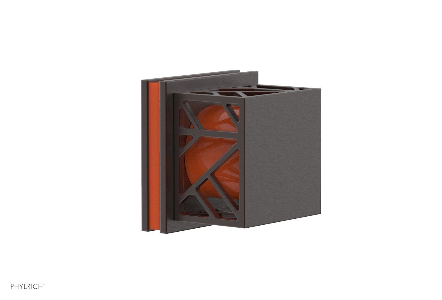 Phylrich JOLIE Volume Control/Diverter Trim - Square Handle with "Orange" Accents