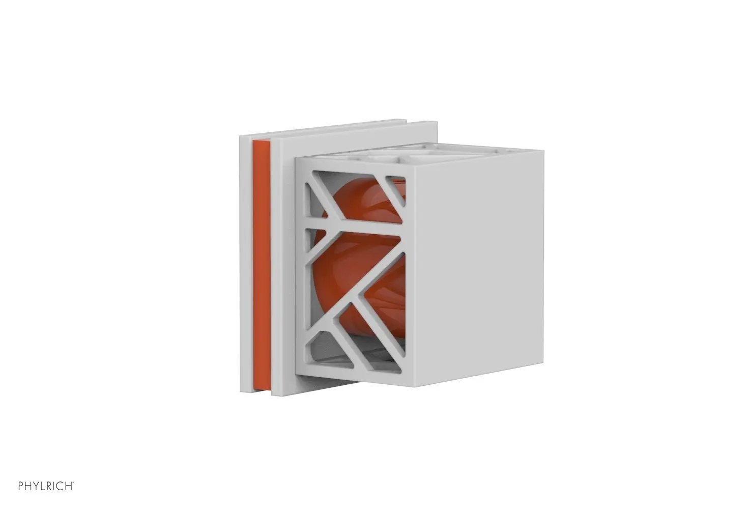 Phylrich JOLIE Volume Control/Diverter Trim - Square Handle with "Orange" Accents by Phylrich