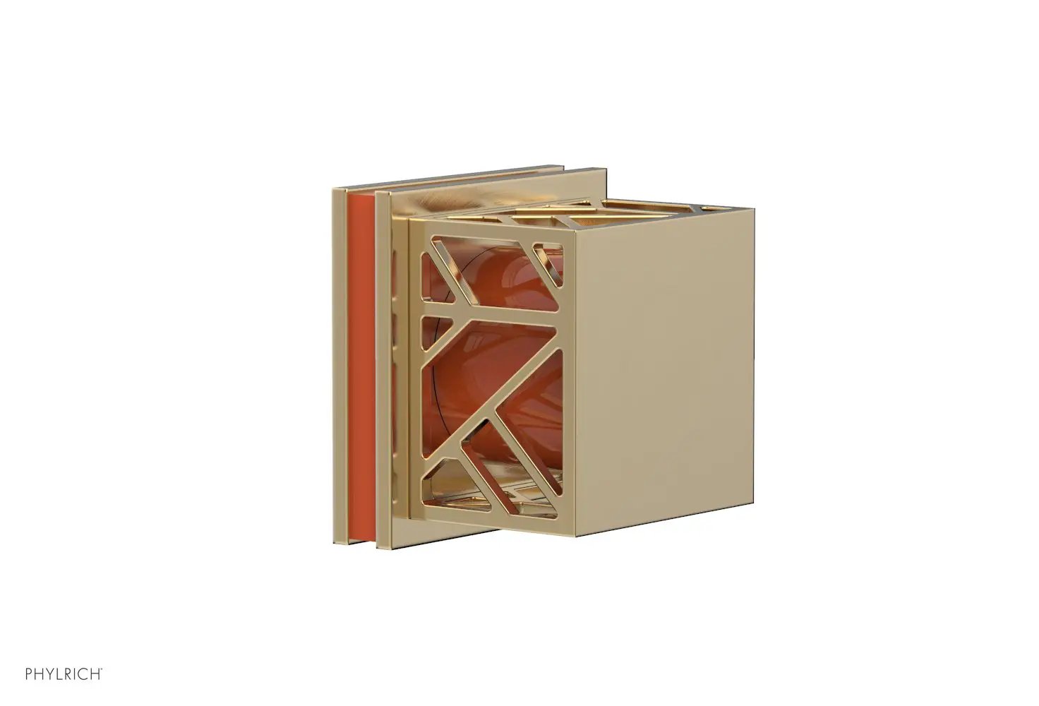 Phylrich JOLIE Volume Control/Diverter Trim - Square Handle with "Orange" Accents by Phylrich