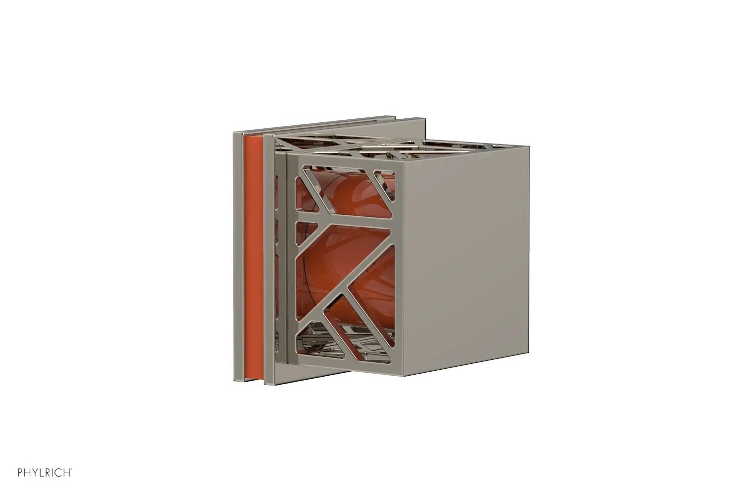 Phylrich JOLIE Volume Control/Diverter Trim - Square Handle with "Orange" Accents by Phylrich