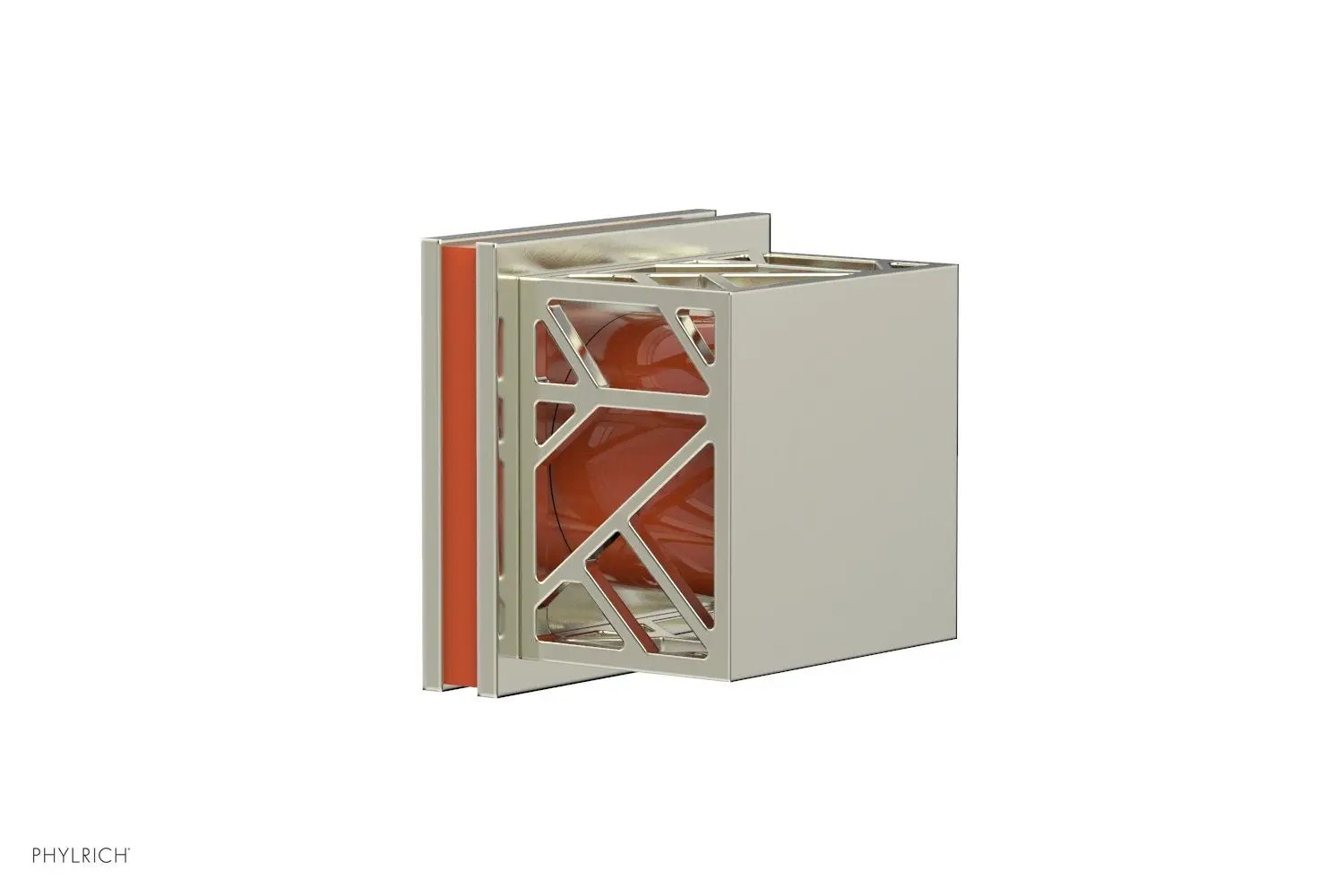 Phylrich JOLIE Volume Control/Diverter Trim - Square Handle with "Orange" Accents by Phylrich