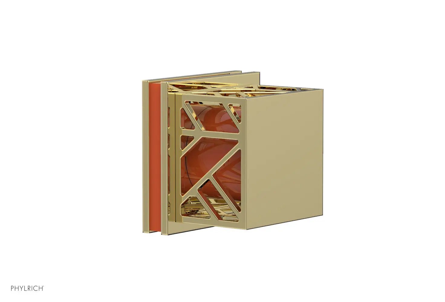 Phylrich JOLIE Volume Control/Diverter Trim - Square Handle with "Orange" Accents by Phylrich