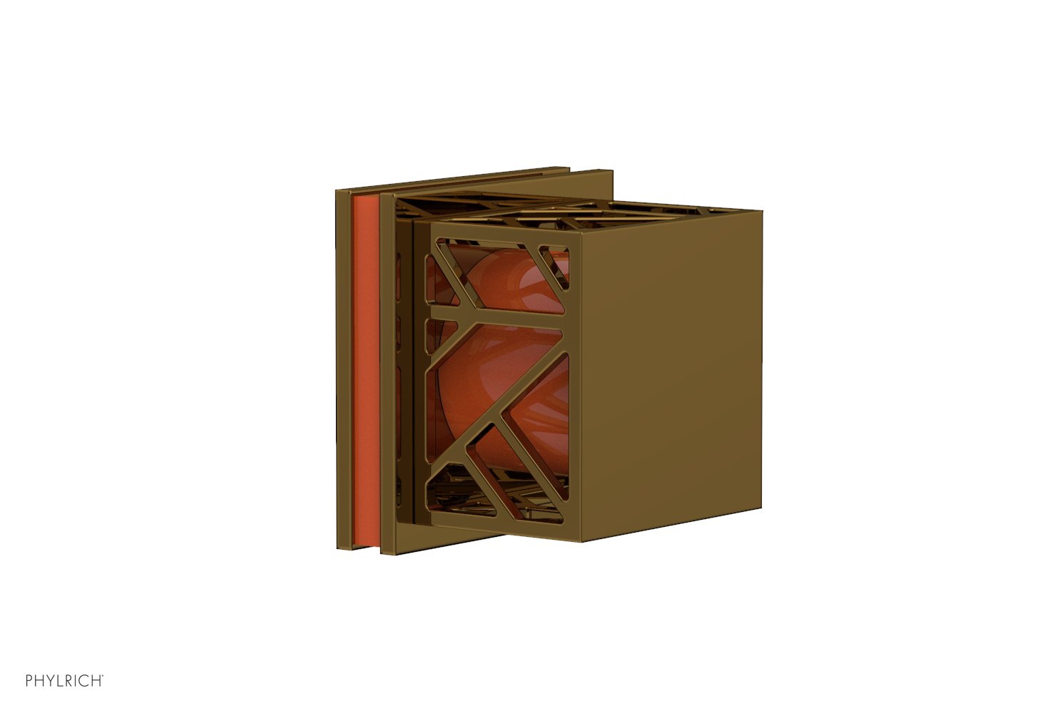 Phylrich JOLIE Volume Control/Diverter Trim - Square Handle with "Orange" Accents