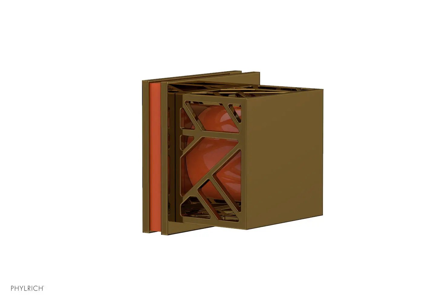 Phylrich JOLIE Volume Control/Diverter Trim - Square Handle with "Orange" Accents by Phylrich