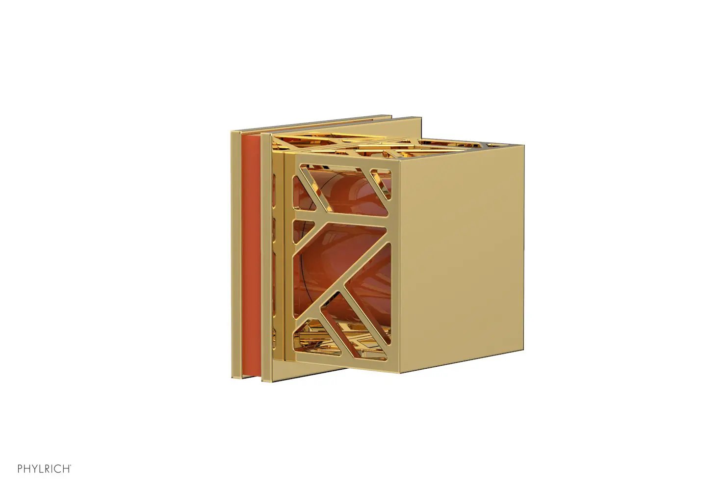 Phylrich JOLIE Volume Control/Diverter Trim - Square Handle with "Orange" Accents by Phylrich
