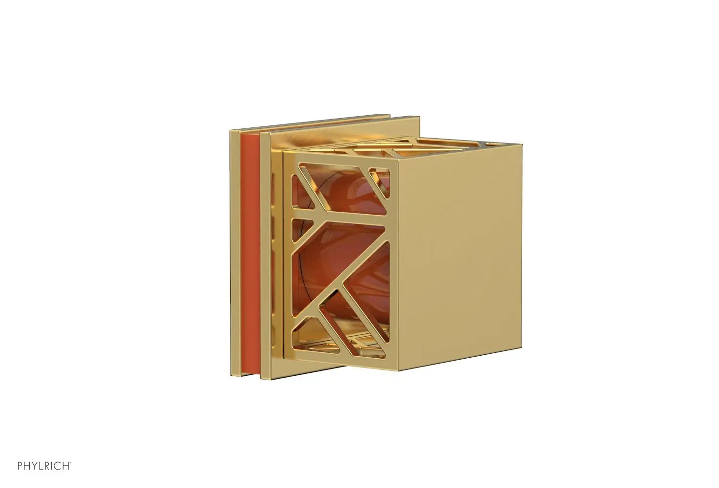 Phylrich JOLIE Volume Control/Diverter Trim - Square Handle with "Orange" Accents by Phylrich