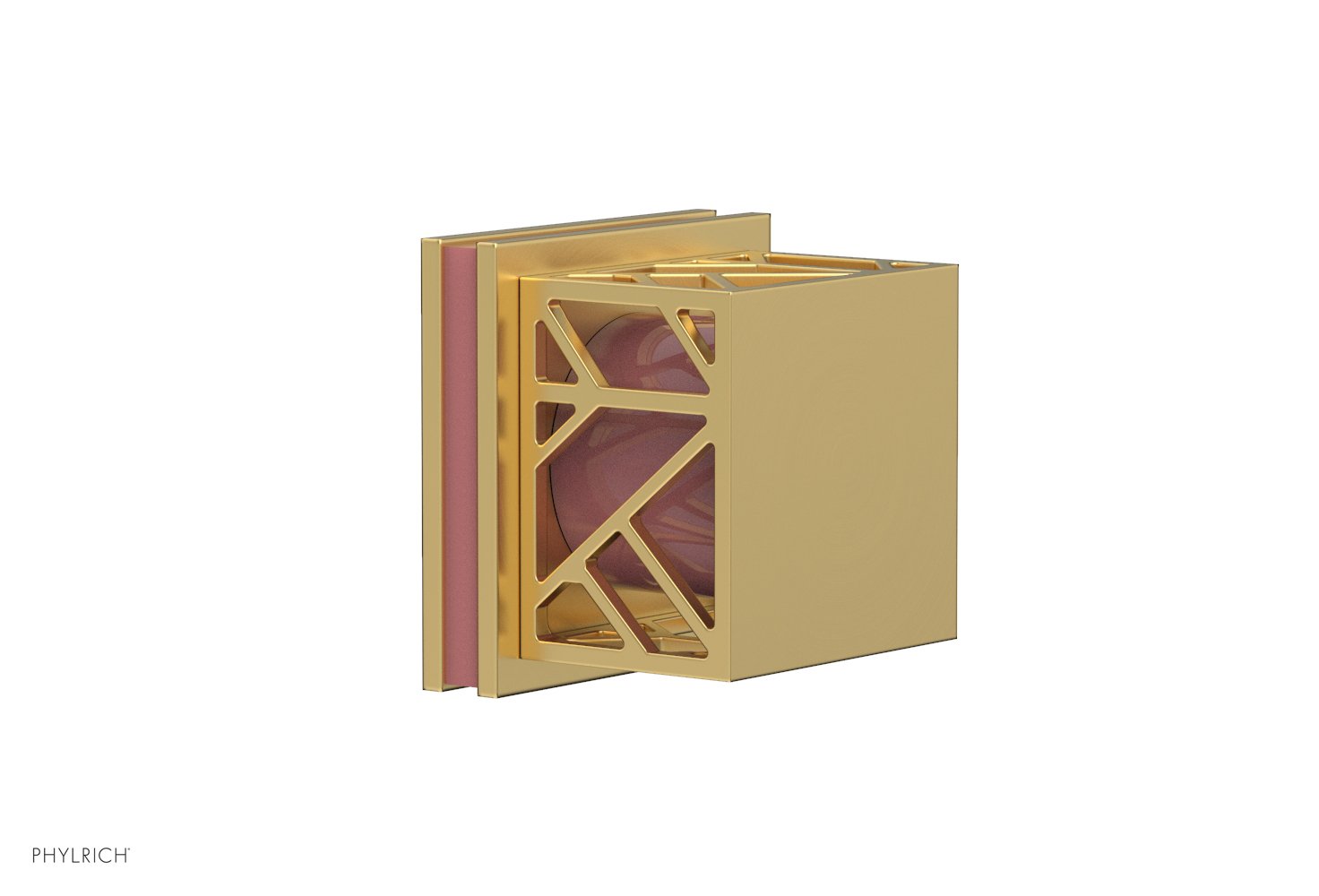 Phylrich JOLIE Volume Control/Diverter Trim - Square Handle with "Pink" Accents