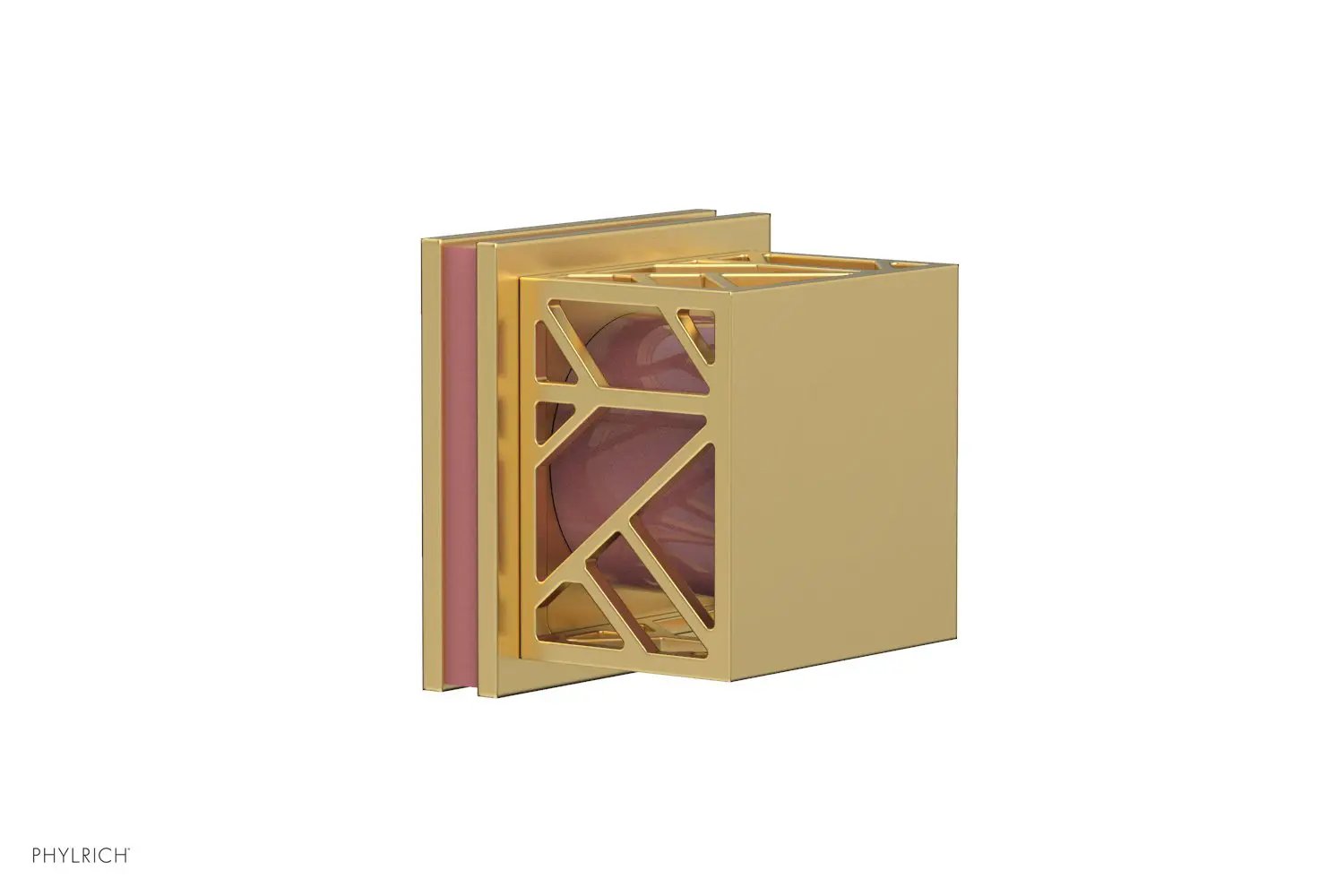 Phylrich JOLIE Volume Control/Diverter Trim - Square Handle with "Pink" Accents by Phylrich