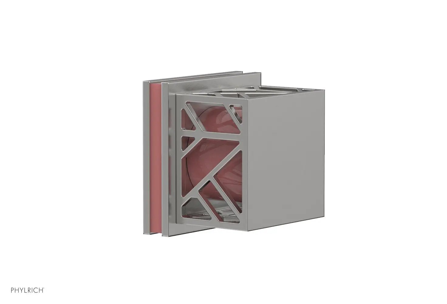 Phylrich JOLIE Volume Control/Diverter Trim - Square Handle with "Pink" Accents by Phylrich