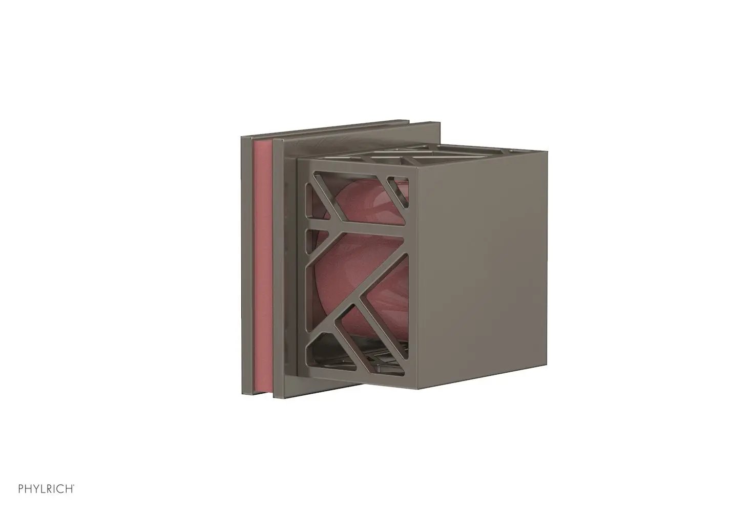 Phylrich JOLIE Volume Control/Diverter Trim - Square Handle with "Pink" Accents by Phylrich