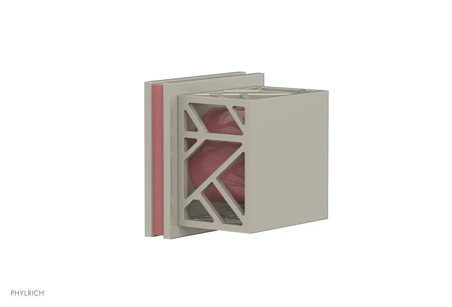 Phylrich JOLIE Volume Control/Diverter Trim - Square Handle with "Pink" Accents by Phylrich
