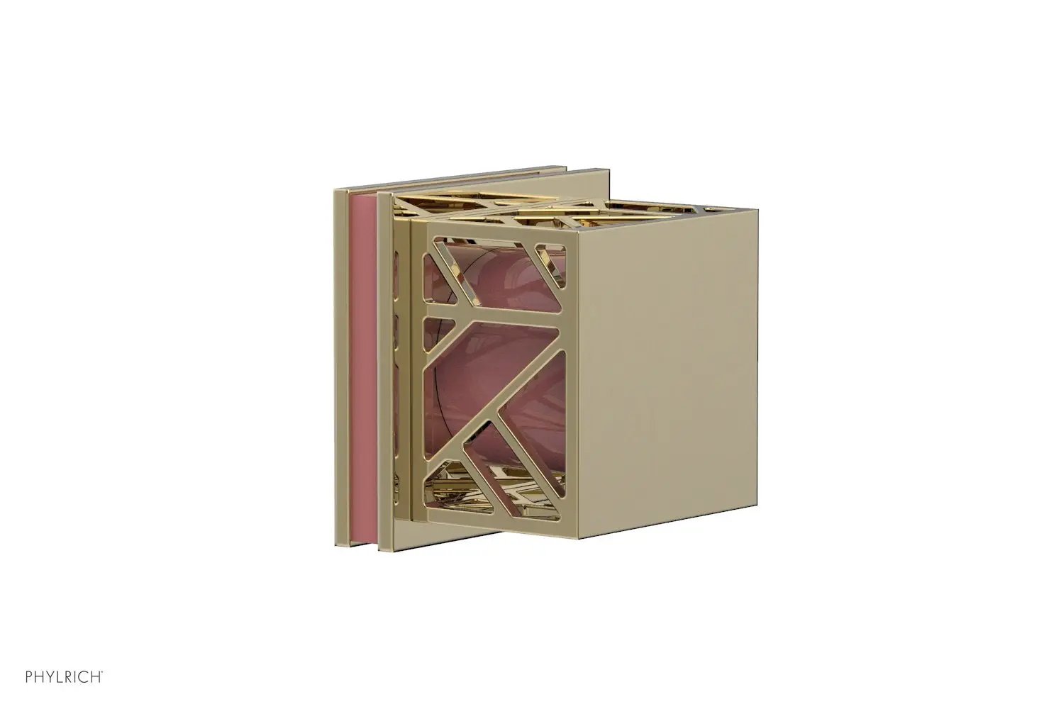 Phylrich JOLIE Volume Control/Diverter Trim - Square Handle with "Pink" Accents by Phylrich