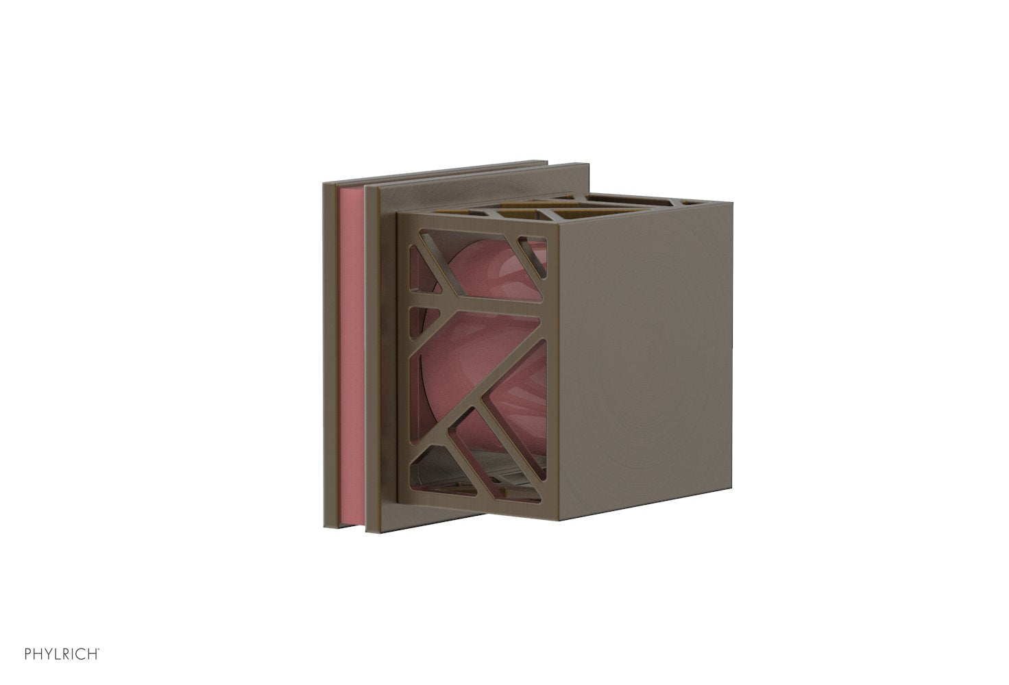 Phylrich JOLIE Volume Control/Diverter Trim - Square Handle with "Pink" Accents