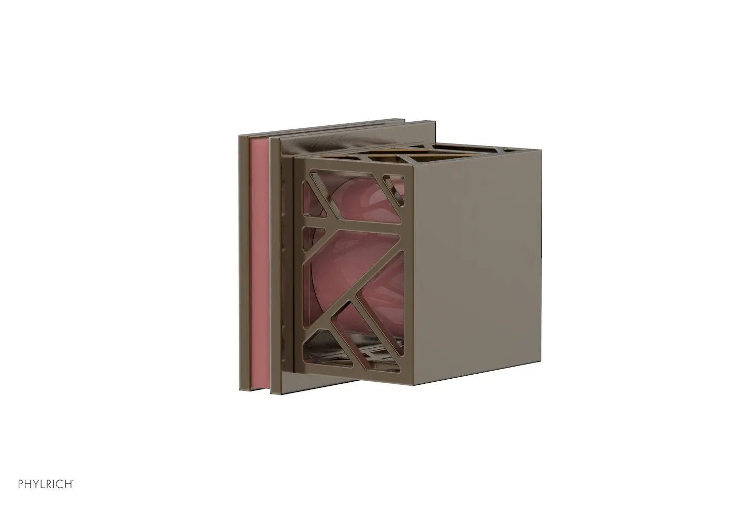 Phylrich JOLIE Volume Control/Diverter Trim - Square Handle with "Pink" Accents by Phylrich