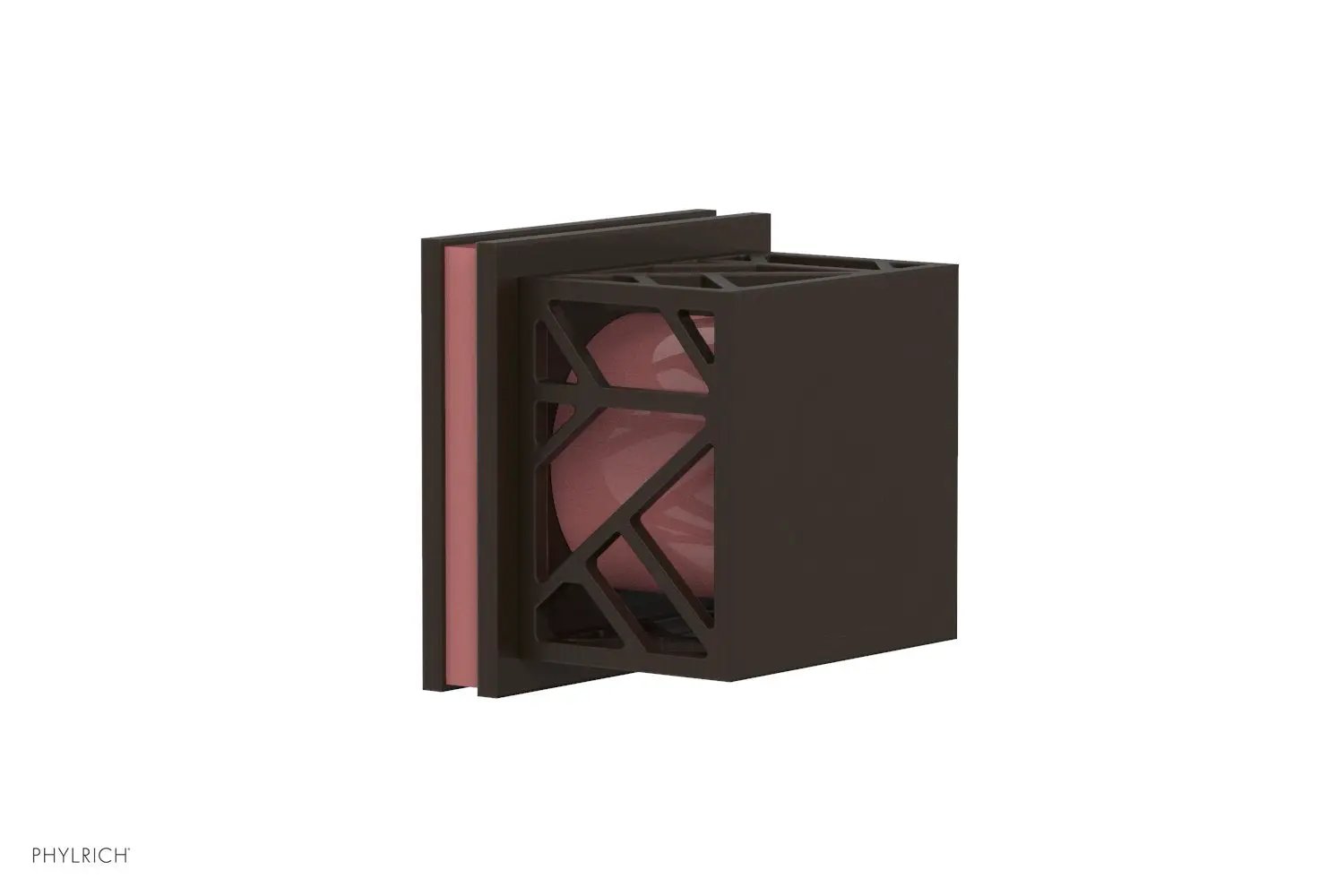 Phylrich JOLIE Volume Control/Diverter Trim - Square Handle with "Pink" Accents by Phylrich