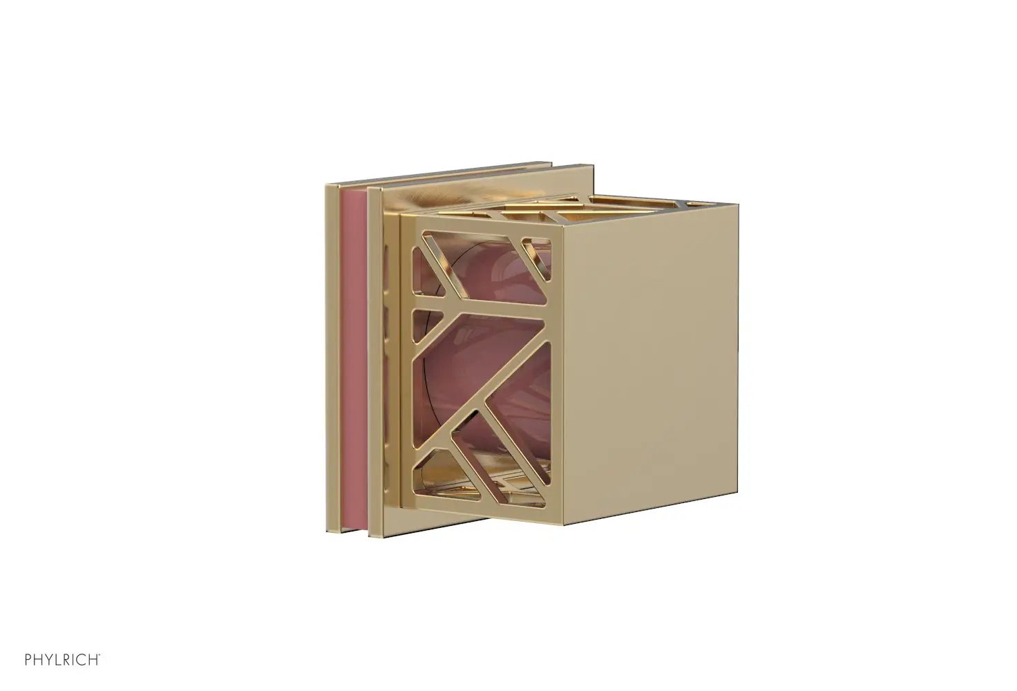 Phylrich JOLIE Volume Control/Diverter Trim - Square Handle with "Pink" Accents by Phylrich