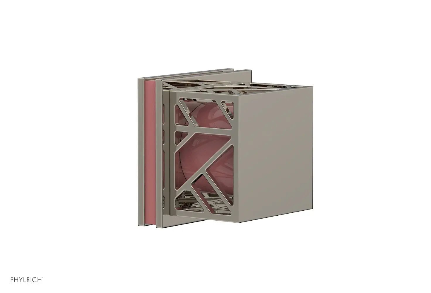 Phylrich JOLIE Volume Control/Diverter Trim - Square Handle with "Pink" Accents by Phylrich