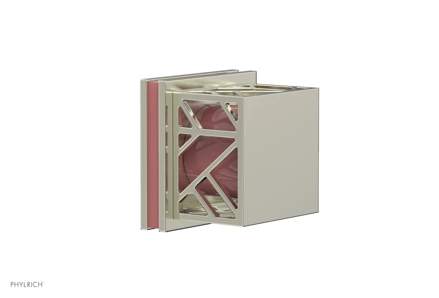 Phylrich JOLIE Volume Control/Diverter Trim - Square Handle with "Pink" Accents by Phylrich