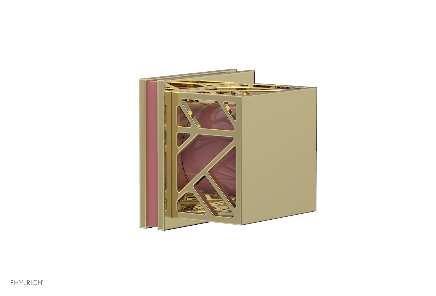 Phylrich JOLIE Volume Control/Diverter Trim - Square Handle with "Pink" Accents