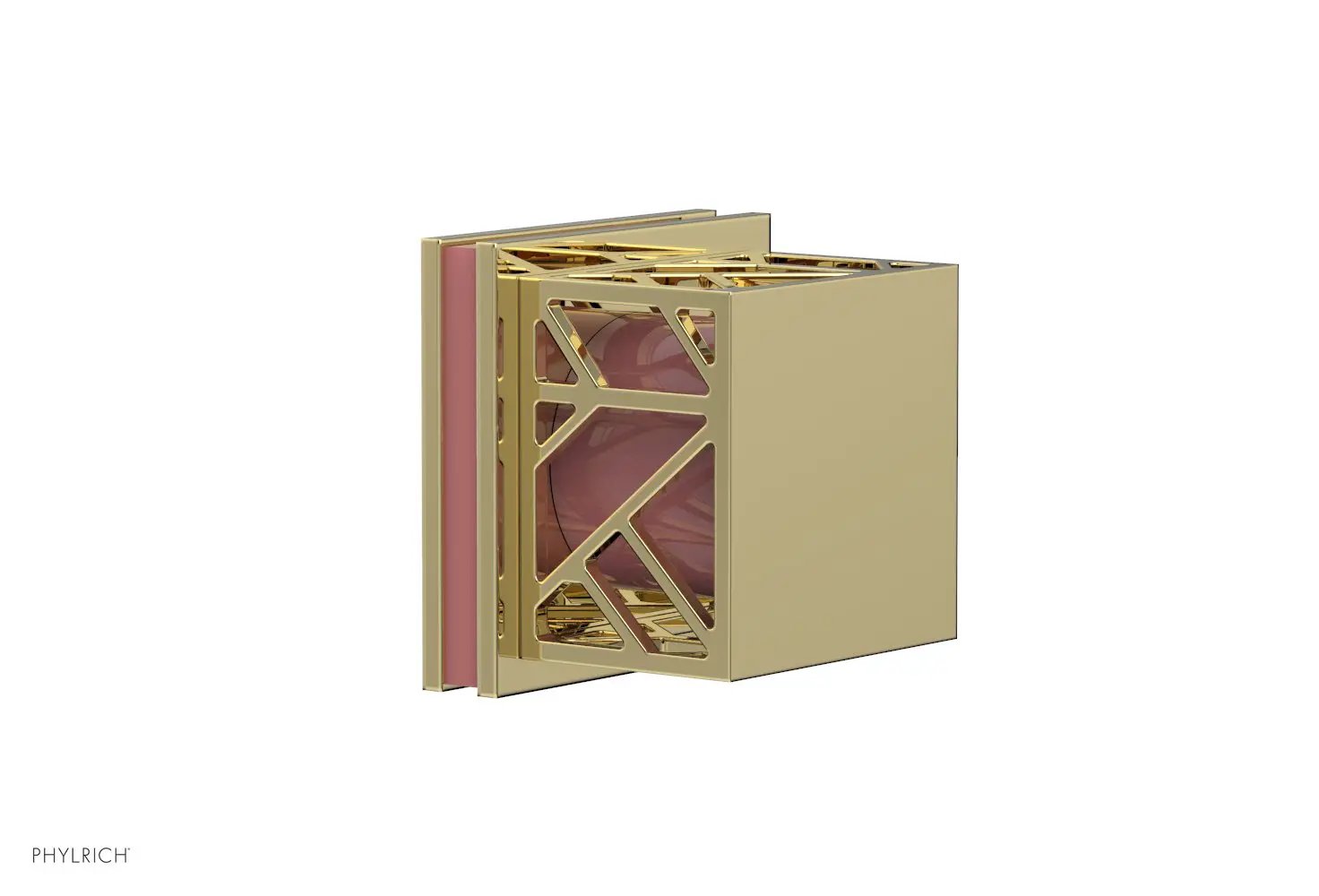Phylrich JOLIE Volume Control/Diverter Trim - Square Handle with "Pink" Accents by Phylrich