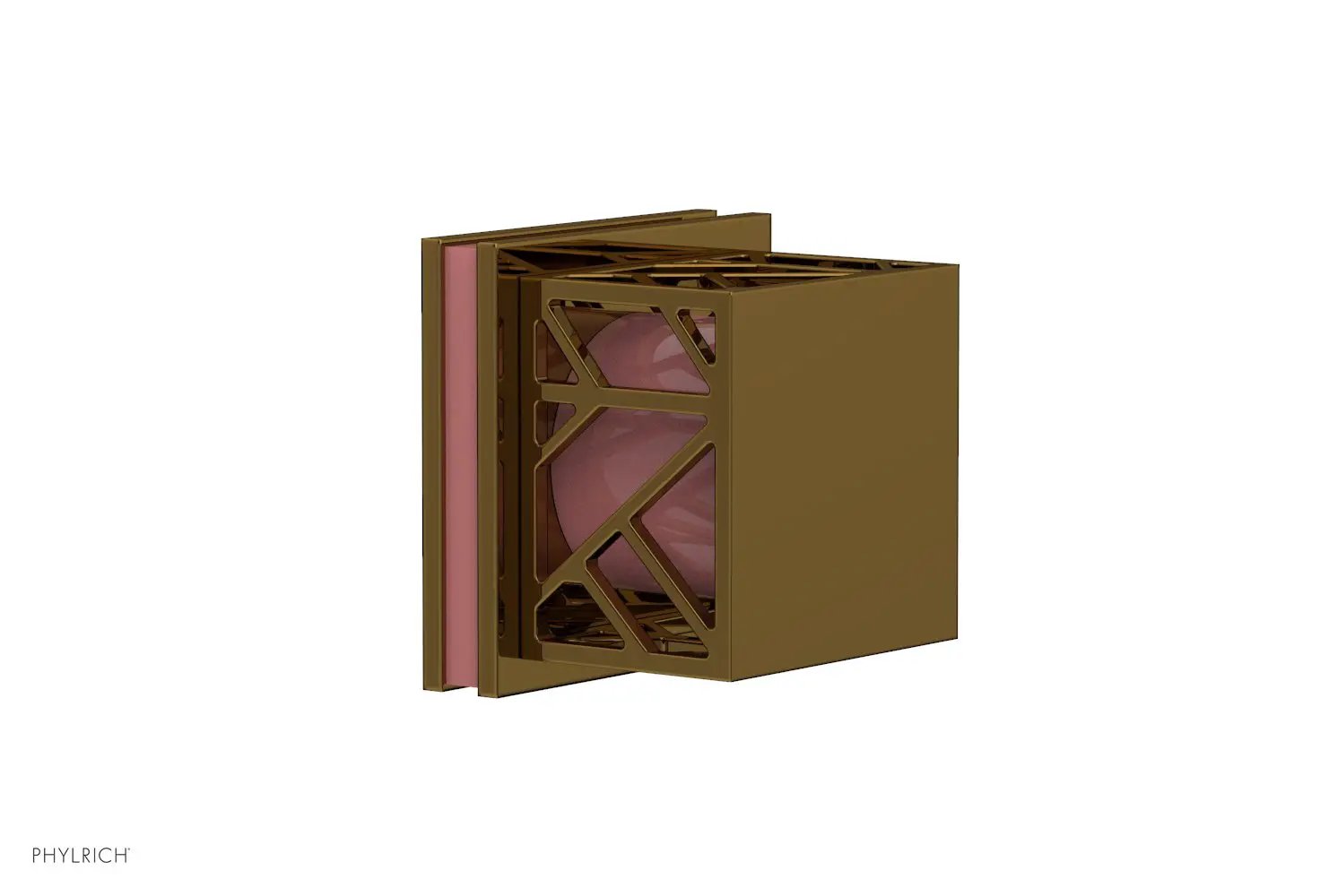 Phylrich JOLIE Volume Control/Diverter Trim - Square Handle with "Pink" Accents by Phylrich