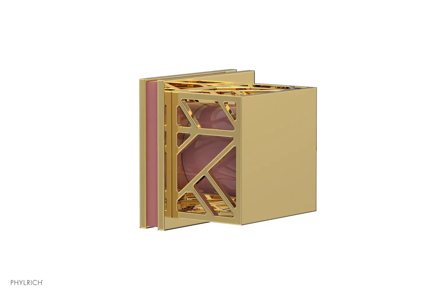 Phylrich JOLIE Volume Control/Diverter Trim - Square Handle with "Pink" Accents by Phylrich