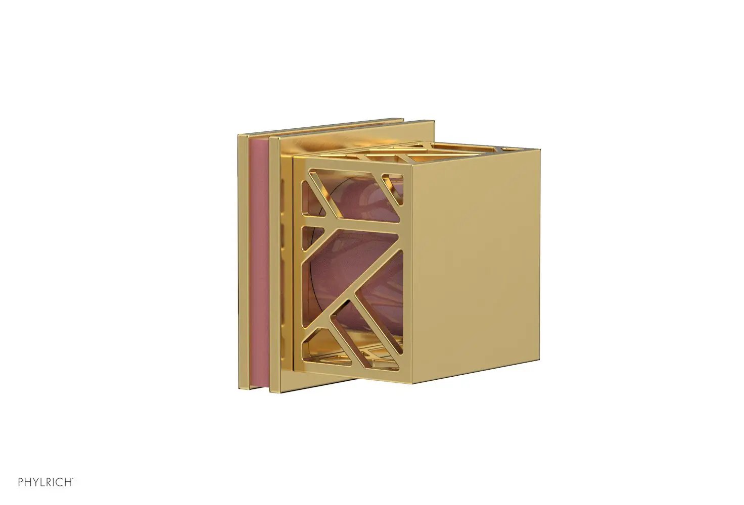 Phylrich JOLIE Volume Control/Diverter Trim - Square Handle with "Pink" Accents by Phylrich