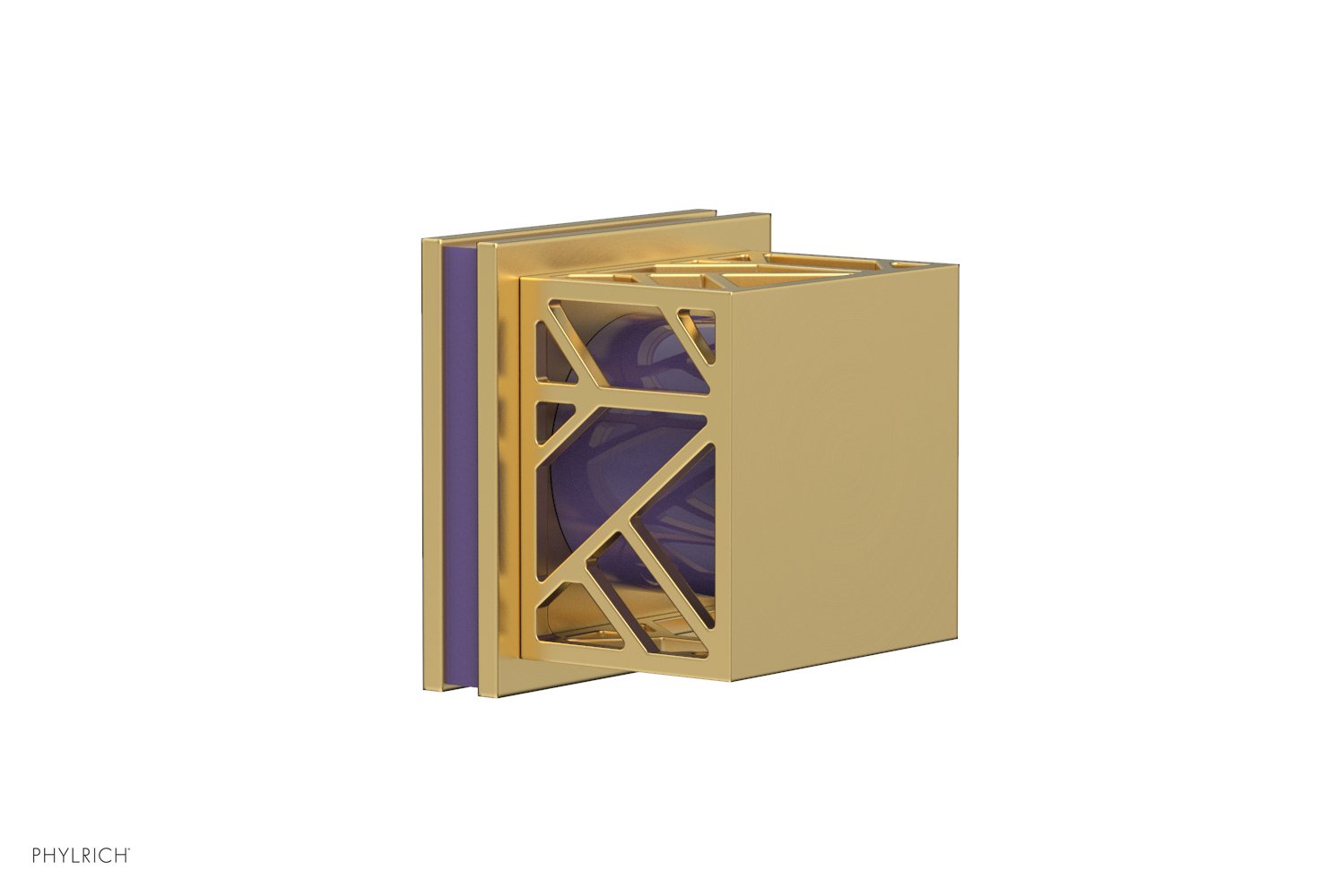 Phylrich JOLIE Volume Control/Diverter Trim - Square Handle with "Purple" Accents