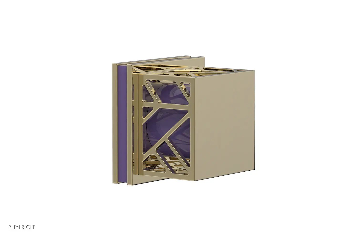 Phylrich JOLIE Volume Control/Diverter Trim - Square Handle with "Purple" Accents by Phylrich