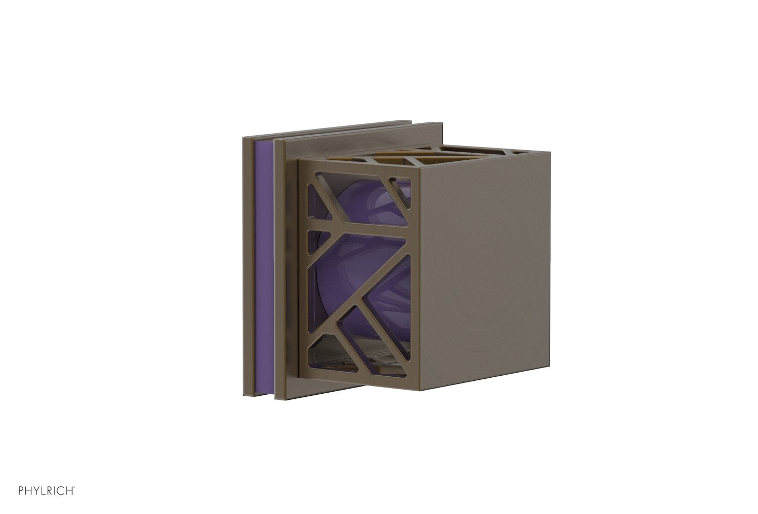 Phylrich JOLIE Volume Control/Diverter Trim - Square Handle with "Purple" Accents